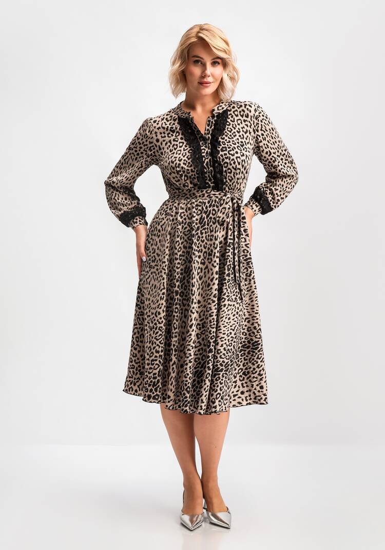 Платье с кружевом и анималистичным принтом шир.  750, рис. 17