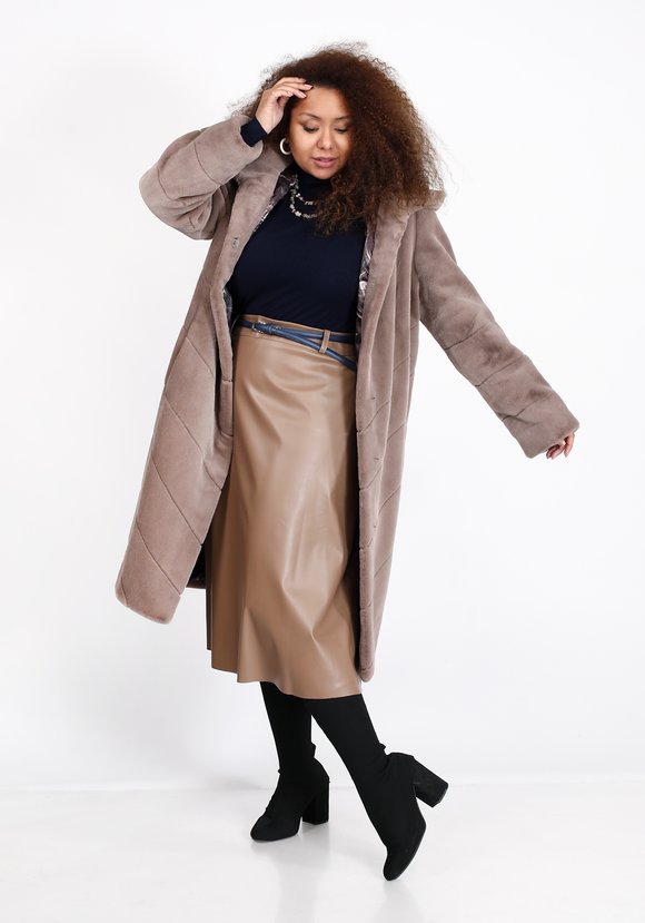 Шуба из эко норки длины миди шир.  580, рис. 7