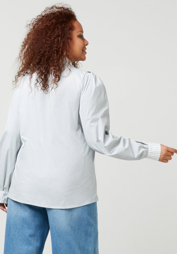 Блуза в клетку на кнопках шир.  580, рис. 2