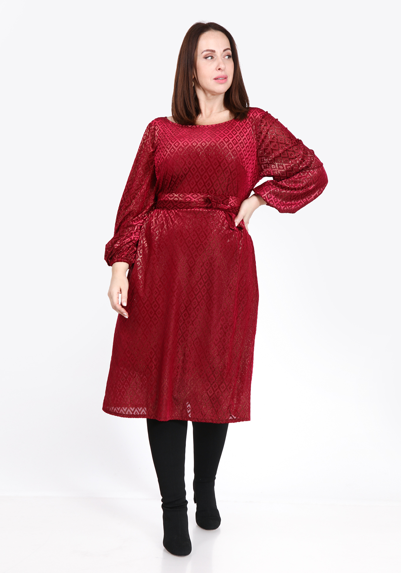 Платье с бархатным рисунком и люрексом