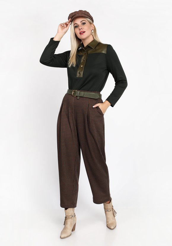 Блуза с отделкой из эко кожи шир.  580, рис. 1