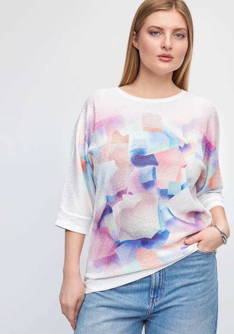 Блуза со стразами Амилия шир.  750, рис. 1