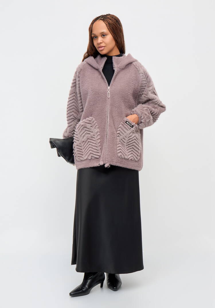 Куртка-альпака с капюшоном, удлиненная шир.  750, рис. 2