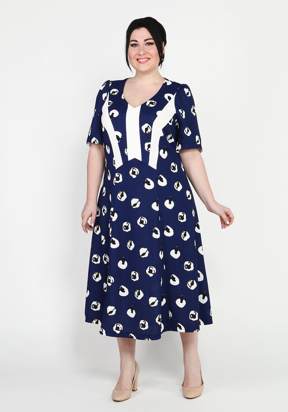 Платье с принтом и контрастными рукавами шир.  580, рис. 5