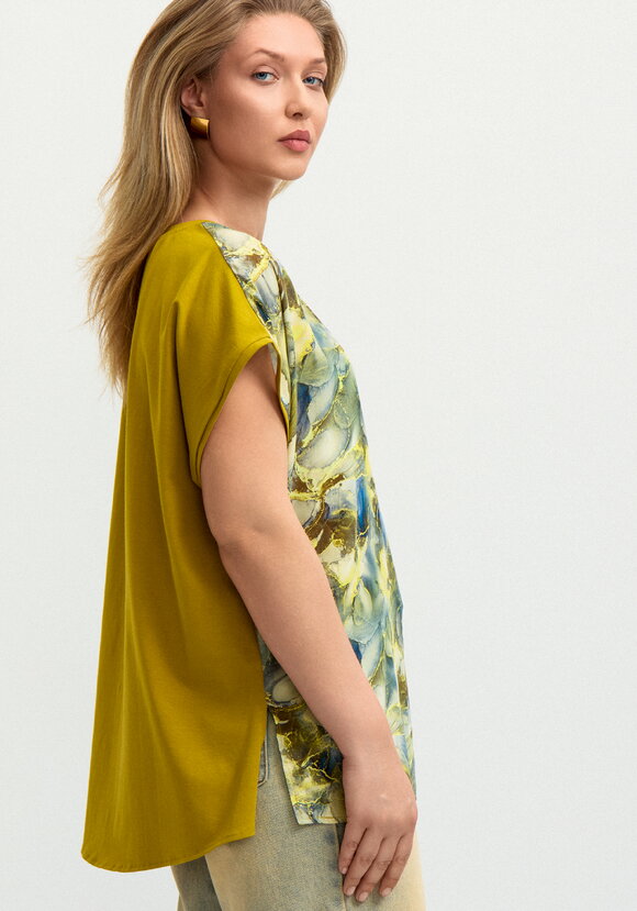 Блуза комбинированная со спущенным плечом шир.  580, рис. 24