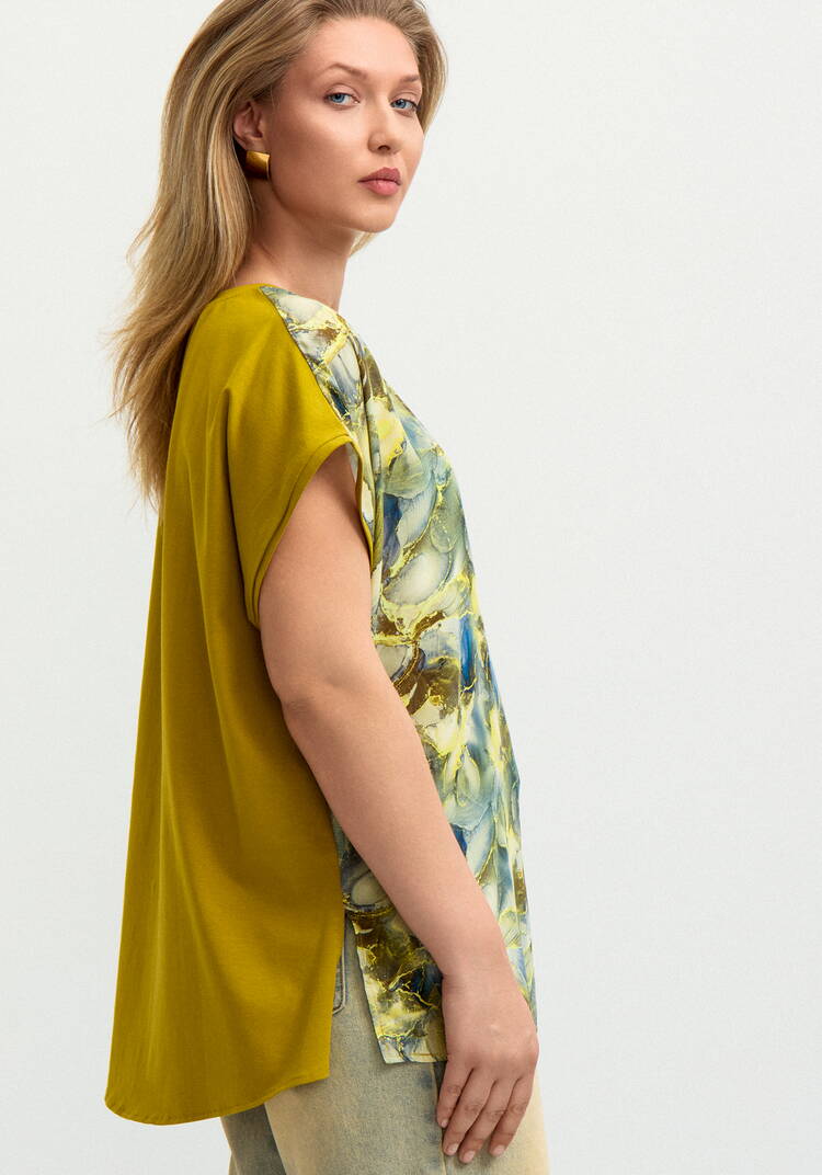 Блуза комбинированная со спущенным плечом шир.  750, рис. 24