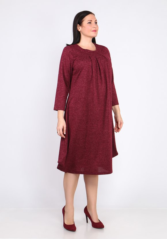 Платье-миди однотонное с длинным рукавом шир.  580, рис. 6