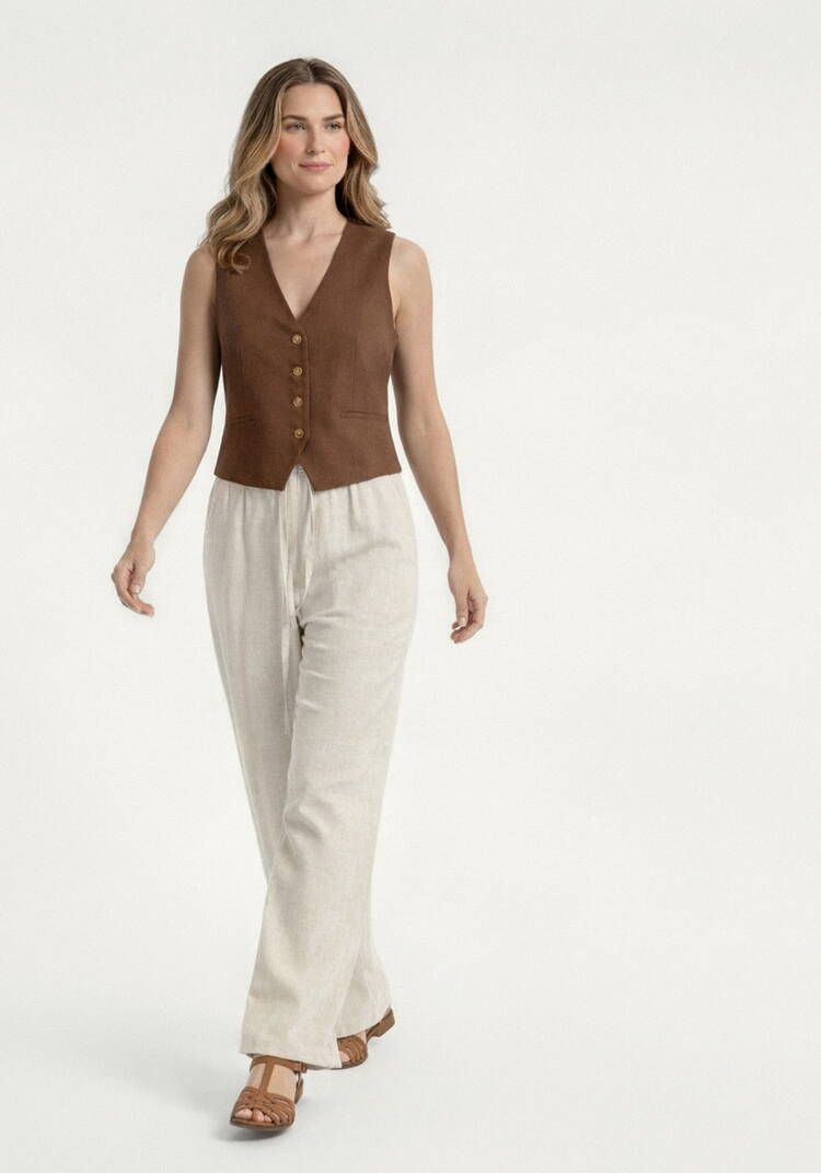 Брюки прямые от бедра из льна Шаила шир.  750, рис. 7