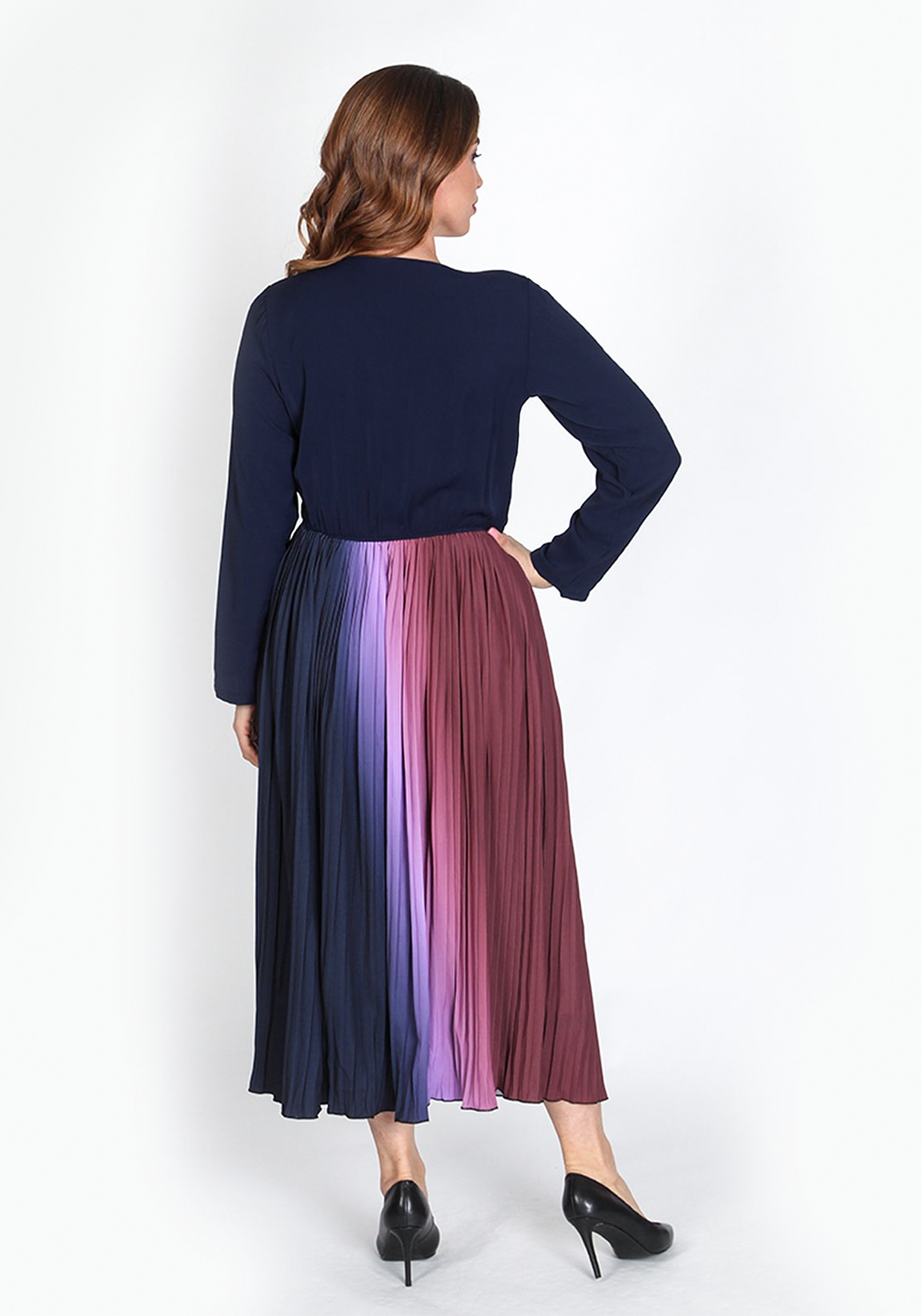Платье плиссированное «Зафира», размер 48, цвет сине-фиолетовый - фото 3