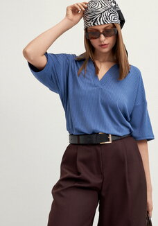 Поло с отложным воротником в рубчик