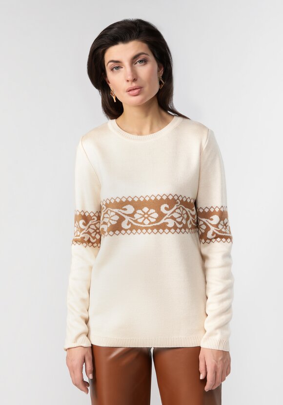 Джемпер женский с рисунком по груди и рукавам шир.  580, рис. 4