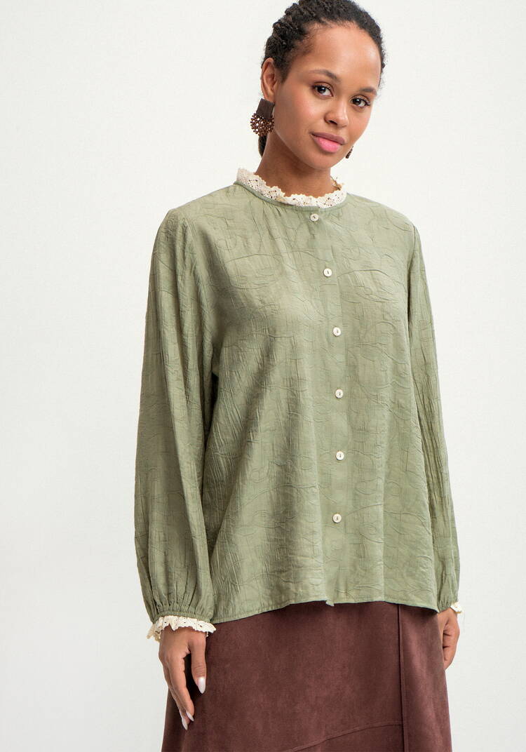 Блуза с отделкой кружева Аниса шир.  750, рис. 12