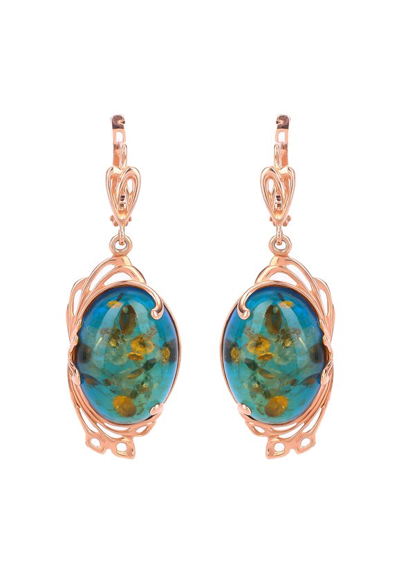 Серьги серебряные Янтарные грани шир.  580, рис. 5