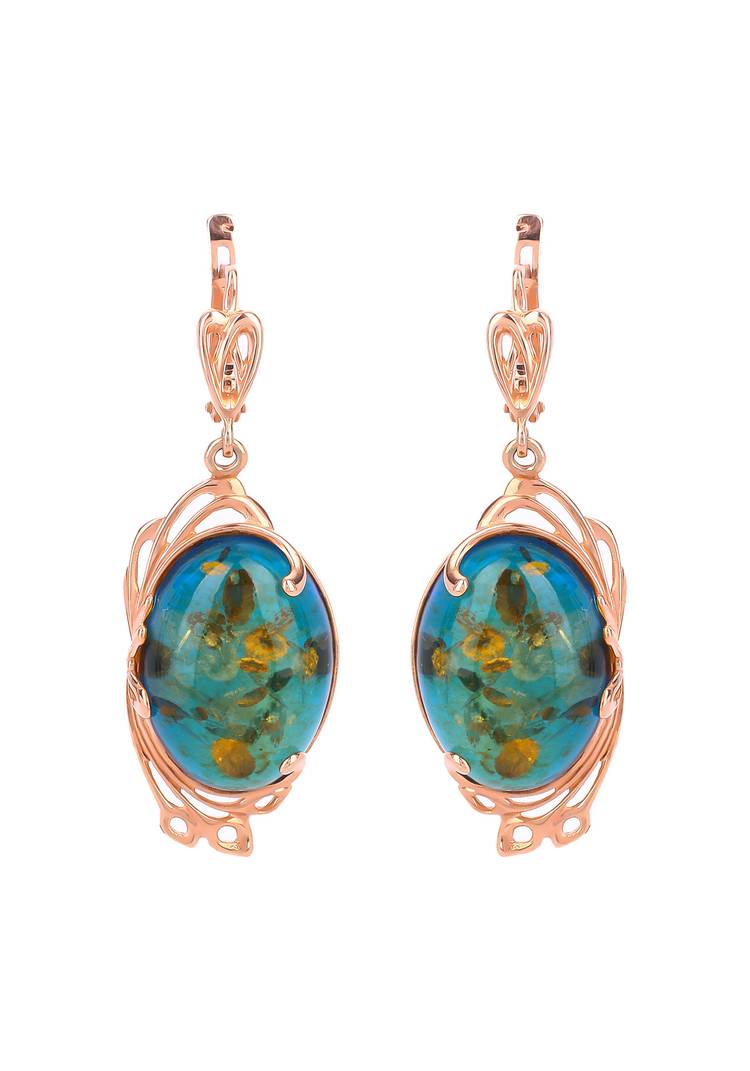 Серьги серебряные Янтарные грани шир.  750, рис. 5