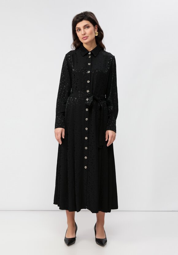 Платье на пуговицах со складками на юбке шир.  580, рис. 10