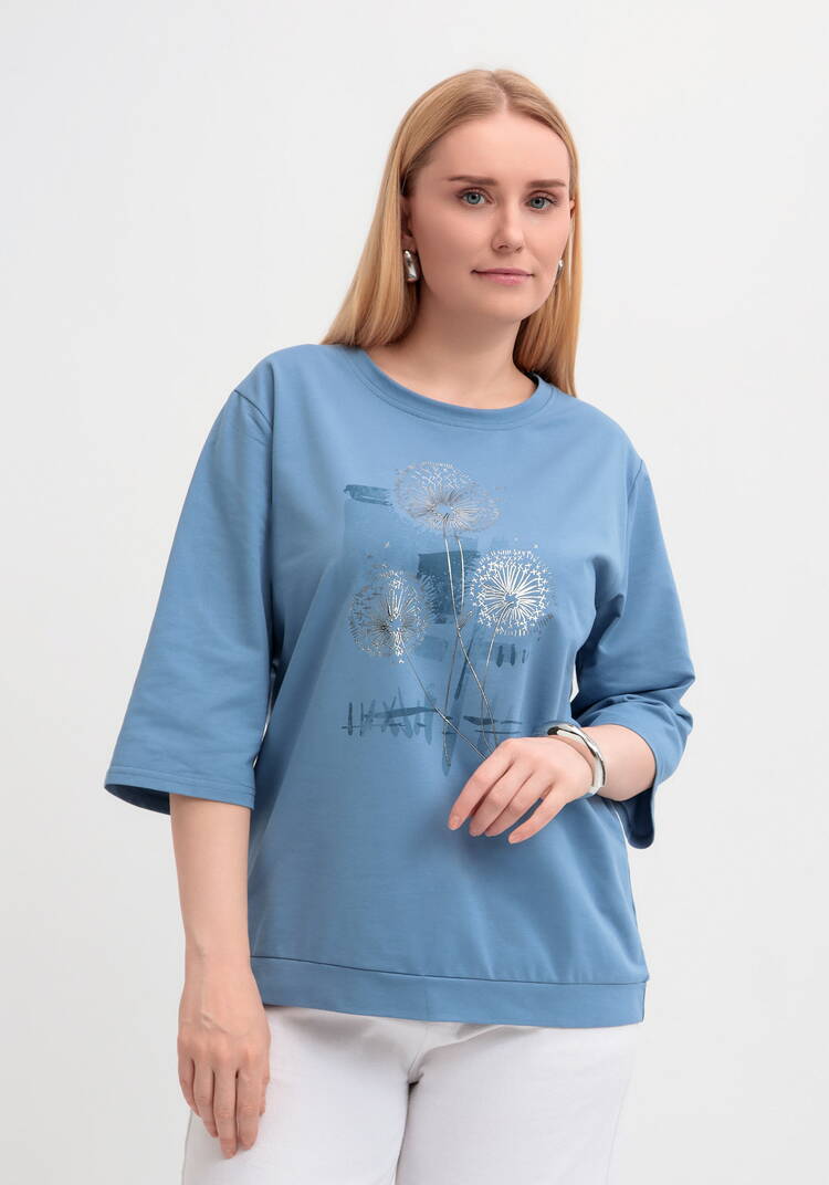 Блуза с длинным рукавом и цветочным рисунком шир.  750, рис. 27