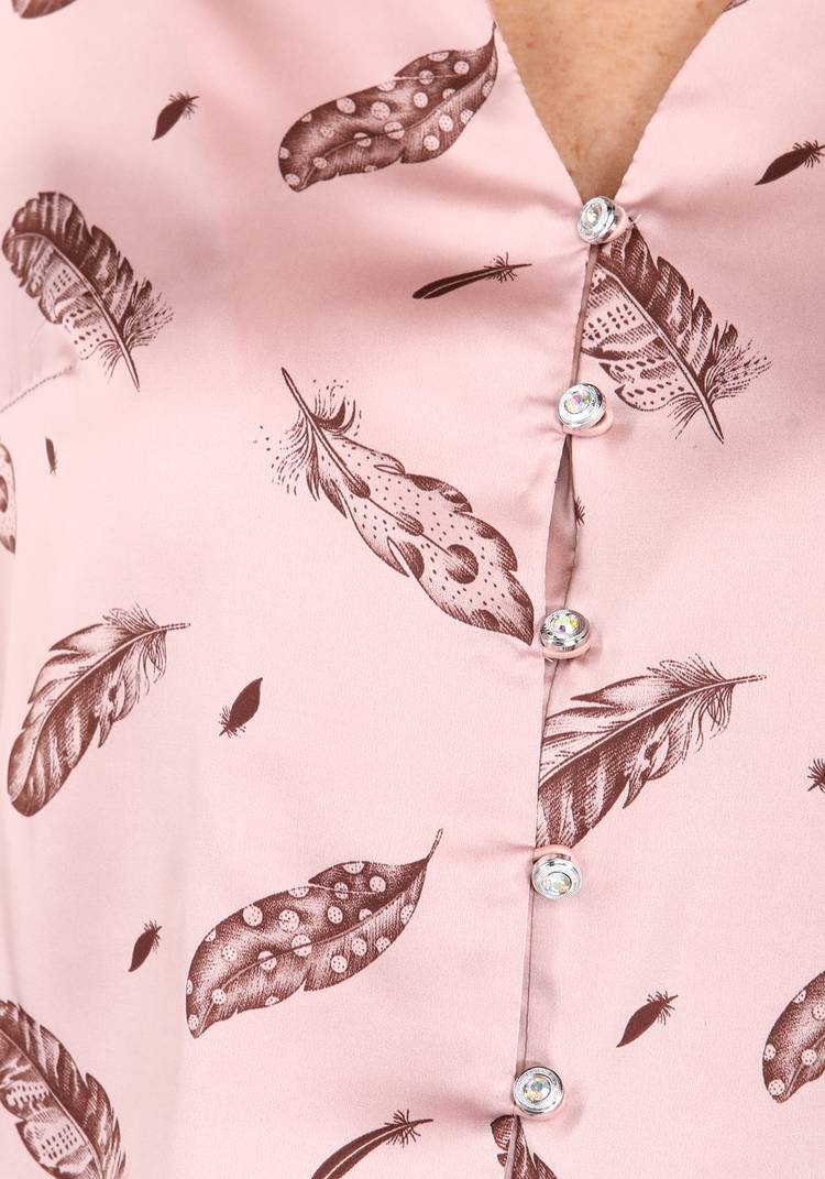 Блуза с принтом перышки шир.  750, рис. 7