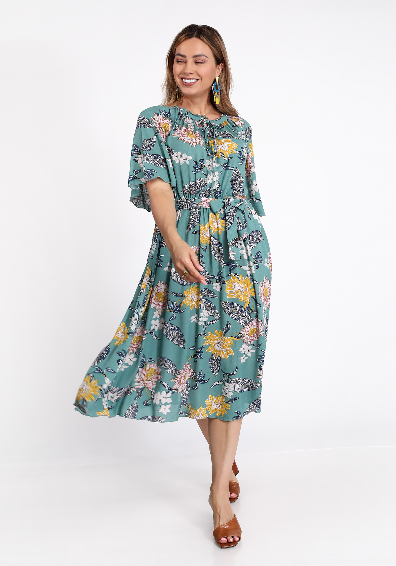 Платье миди с ярким цветочным принтом Bianka Modeno, размер 50 - фото 7