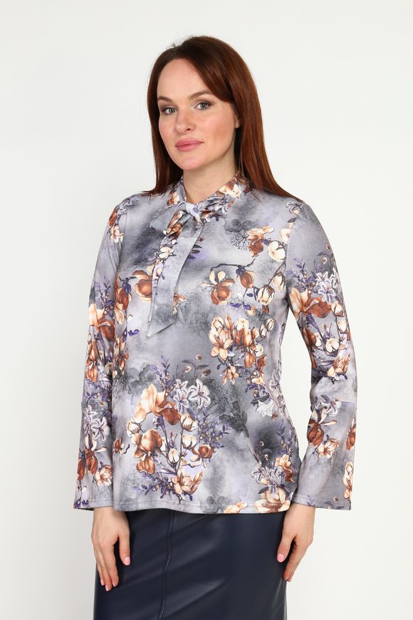 Блуза с принтом и бантом шир.  580, рис. 5