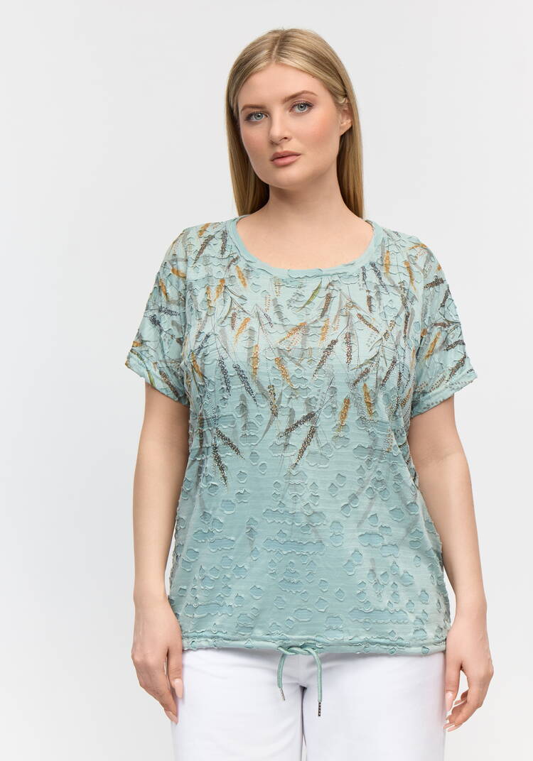 Блуза с принтом и завязками свободного кроя шир.  750, рис. 16