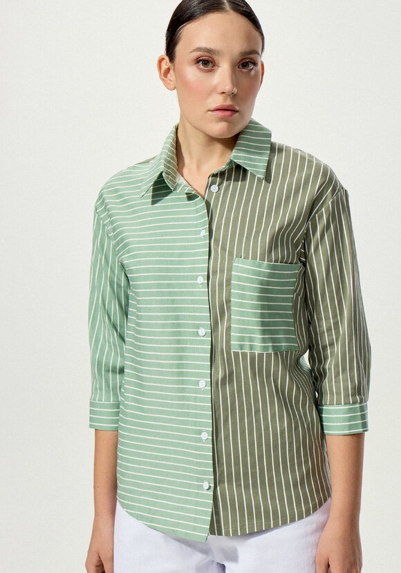 Рубашка в полоску колор-блок шир.  580, рис. 7