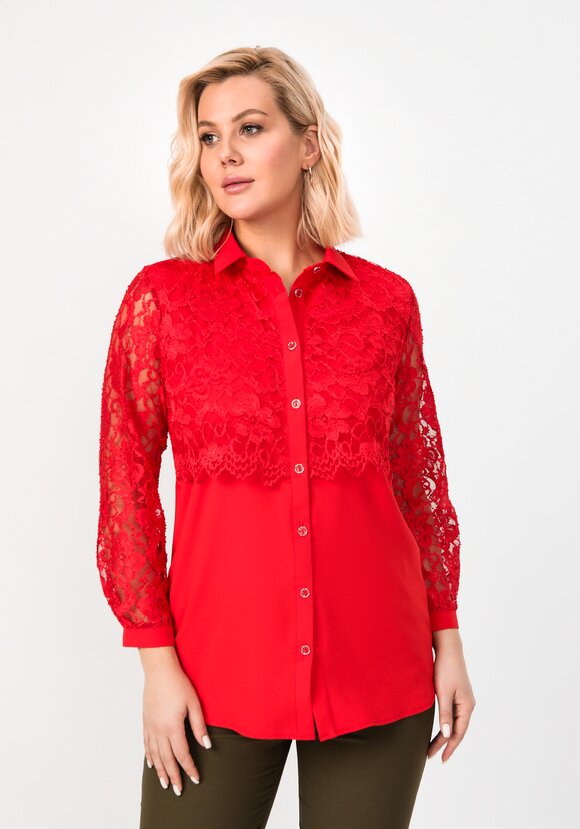 Блуза с ажурным кружевом на груди шир.  580, рис. 23