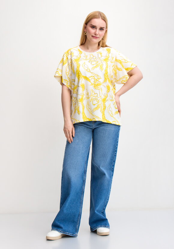 Блуза с оригинальным принтом и стразами шир.  580, рис. 19