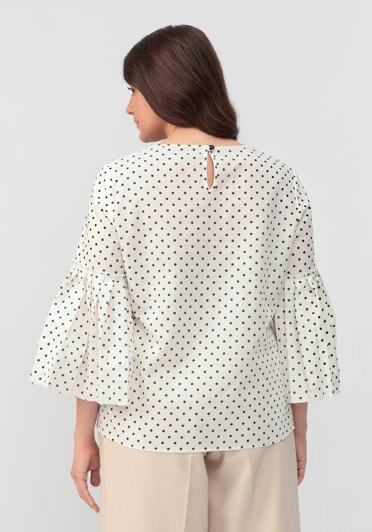 Блуза в горох с расклешенным рукавом Элен шир.  750, рис. 3