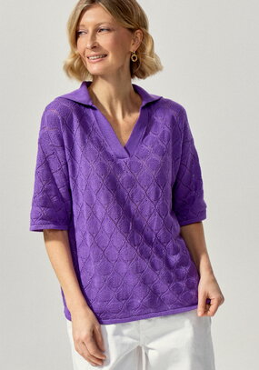 Джемпер-поло с ажурным рисунком