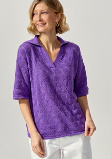 Джемпер-поло с ажурным рисунком