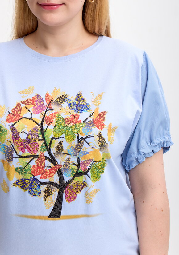 Блуза с ярким принтом и коротким рукавом шир.  580, рис. 5