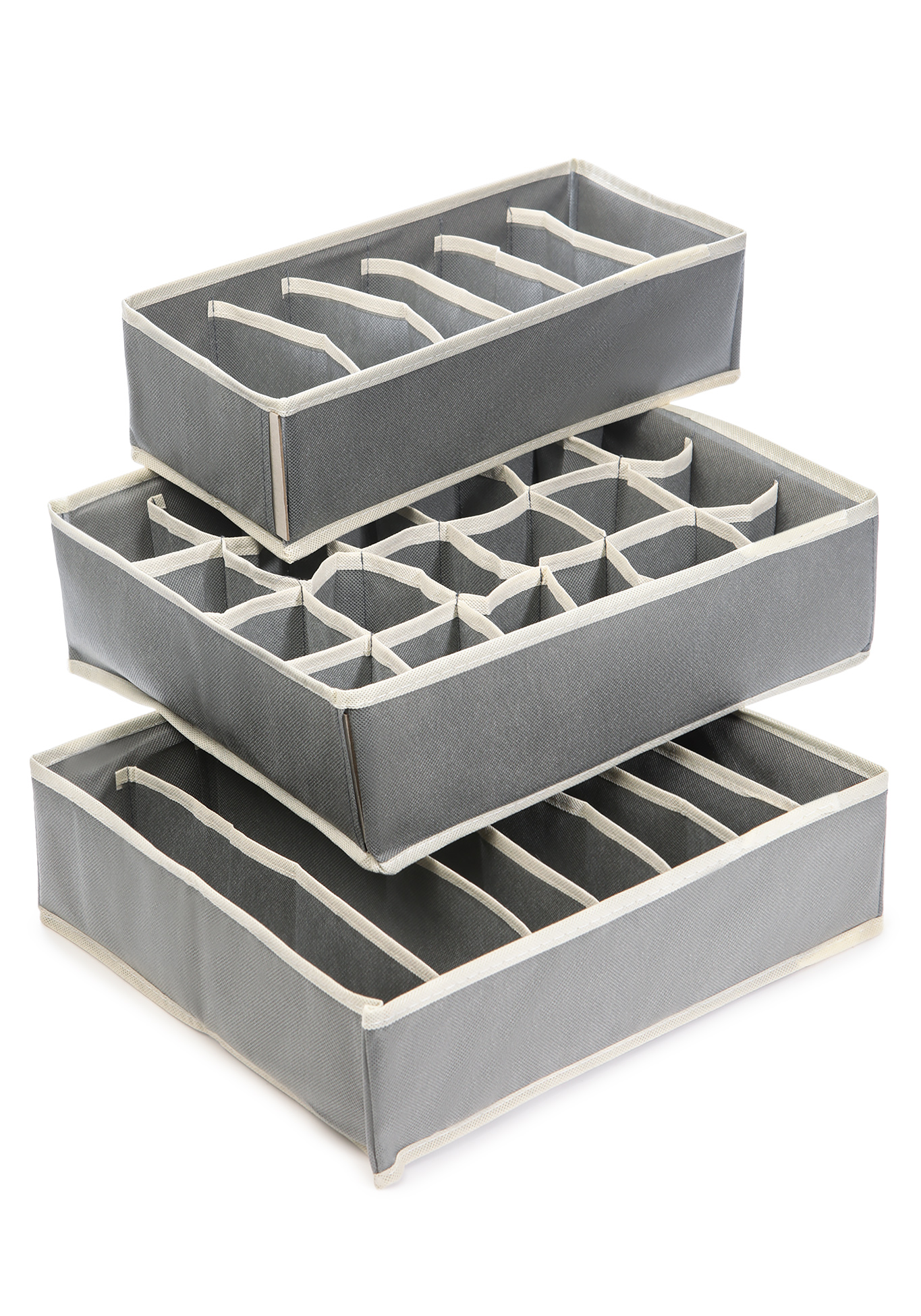 Набор из 3 органайзеров в выдвижной ящик, цвет серый - фото 1