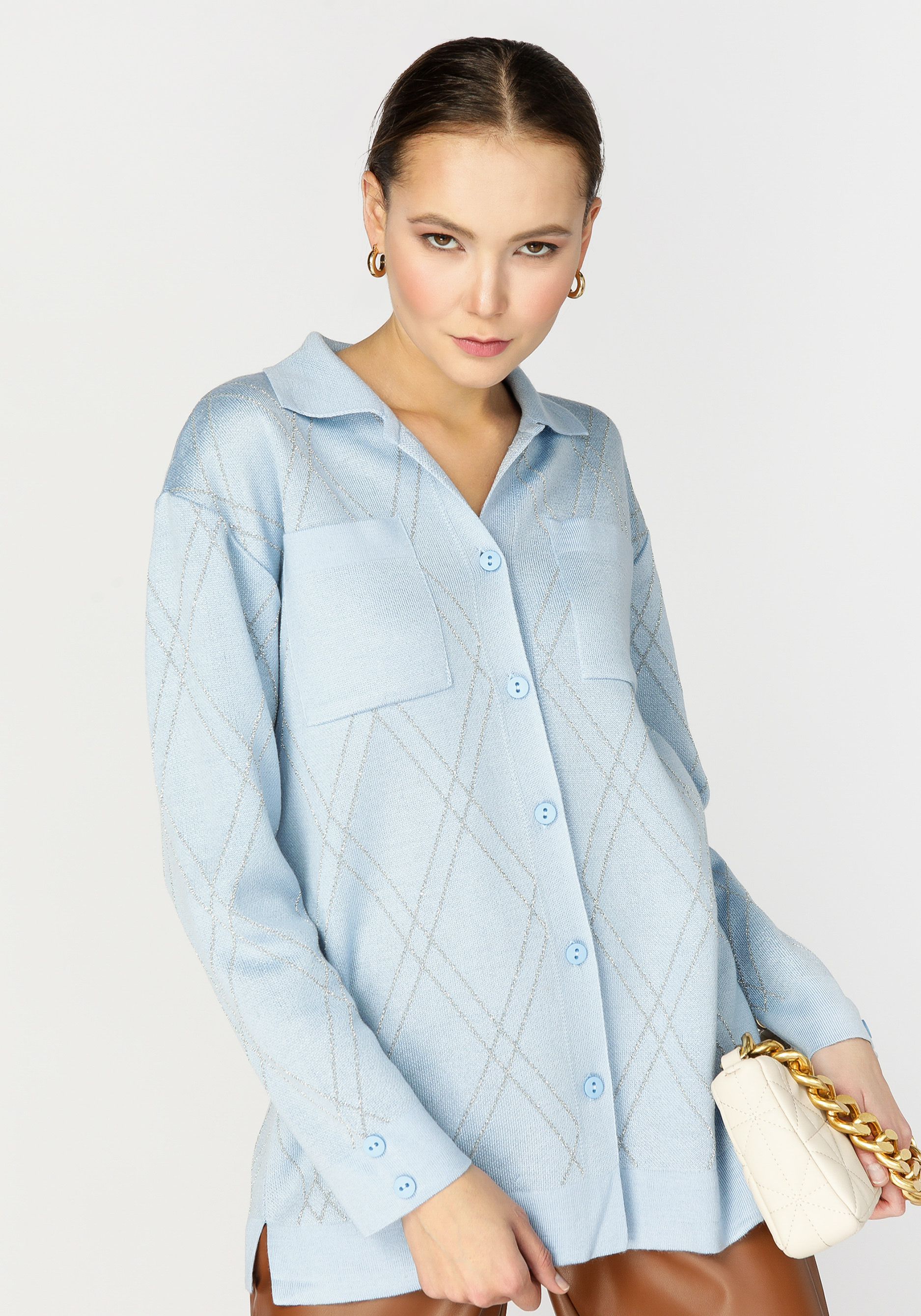 Рубашка женская с метанитью жен рубашка мария голубой р 48