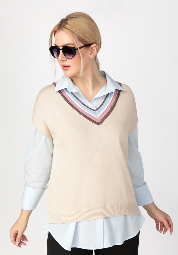 Жилет женский с яркими полосами по V вырезу шир.  580, рис. 11