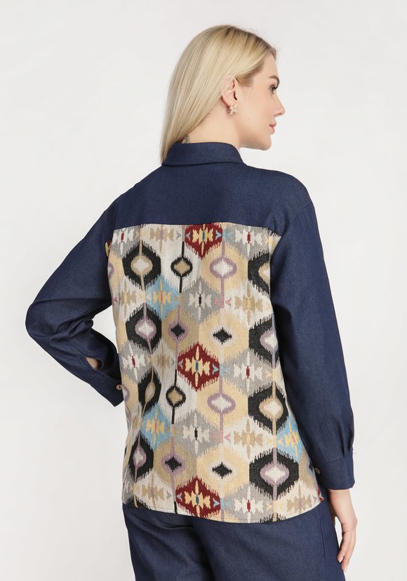 Рубашка с контрастной вставкой и карманом шир.  580, рис. 7