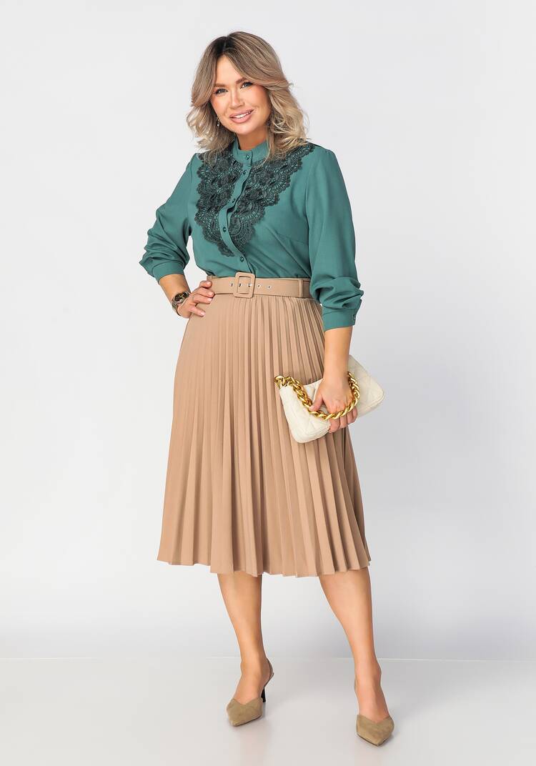 Блуза на пуговицах с ажурным кружевом шир.  750, рис. 15