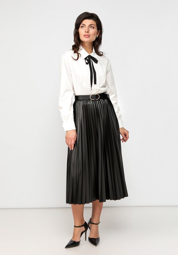 Юбка плиссированная из экокожи шир.  580, рис. 17