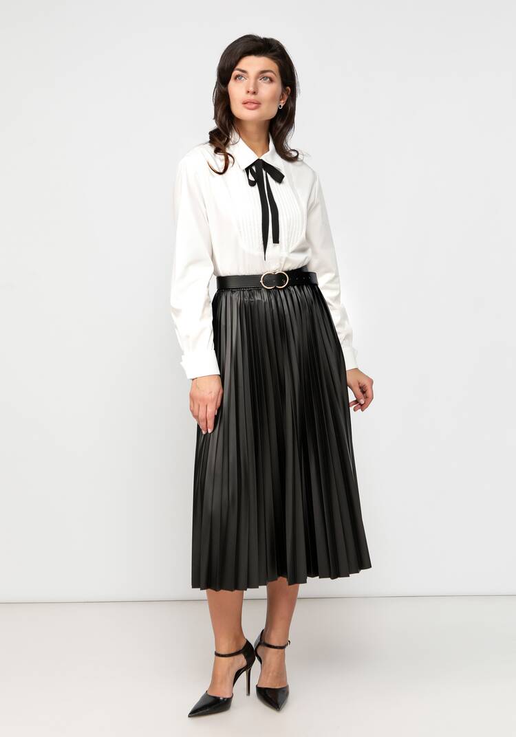 Юбка плиссированная из экокожи шир.  750, рис. 17