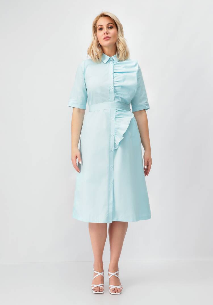 Платье на пуговицах с декоративной сборкой шир.  750, рис. 12