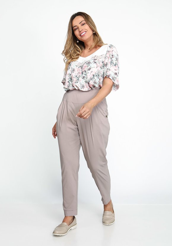 Блуза в цветочек с кружевом шир.  580, рис. 1