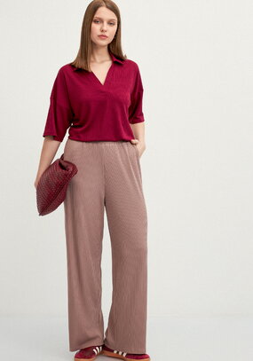 Брюки свободного кроя в рубчик