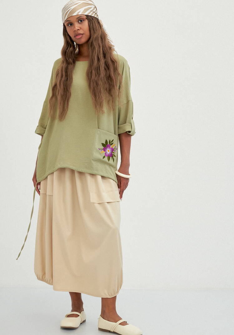 Юбка оригинального кроя с декором из пуговиц шир.  750, рис. 8