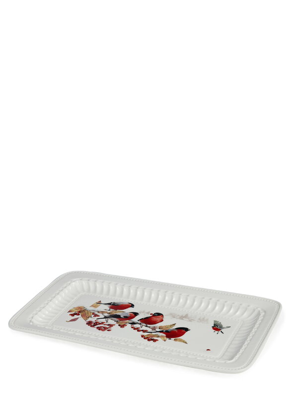 Блюдо фарфоровое прямоугольное Снегири шир.  580, рис. 3