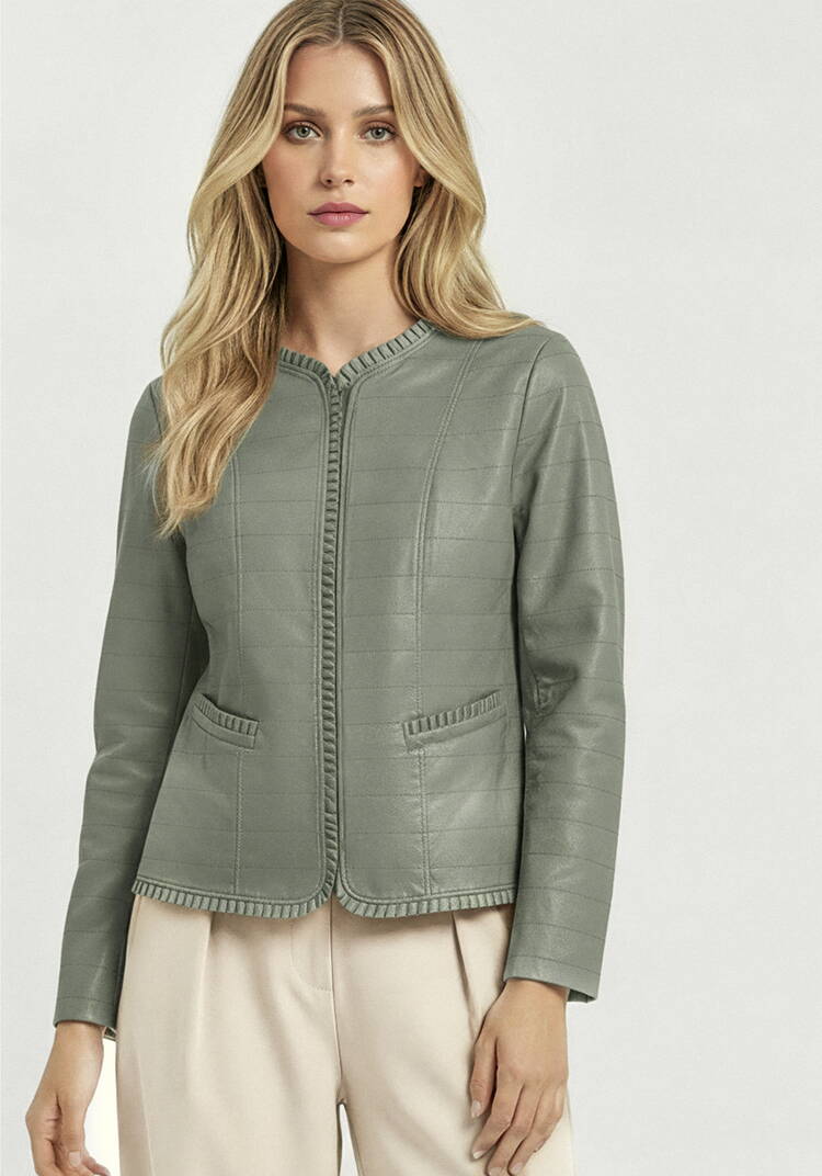 Куртка из экокожи с рюшей шир.  750, рис. 4