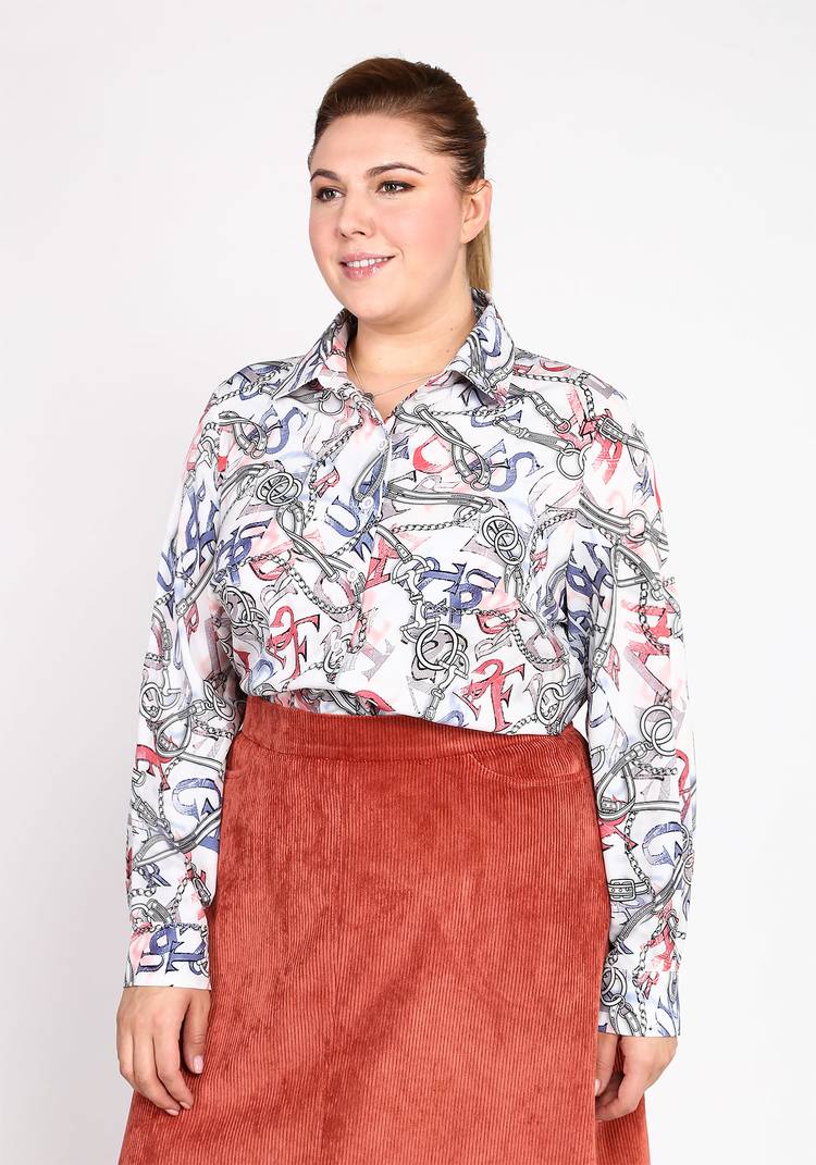 Блуза с длинным рукавом с принтом шир.  750, рис. 1