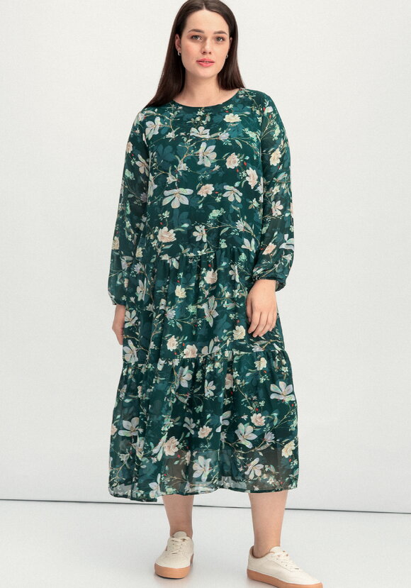 Платье ярусное с цветочным принтом шир.  580, рис. 33