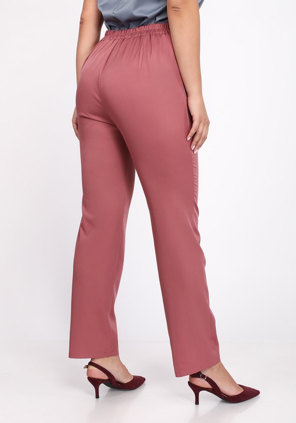 Брюки на резинке прямого кроя однотонные шир.  580, рис. 2