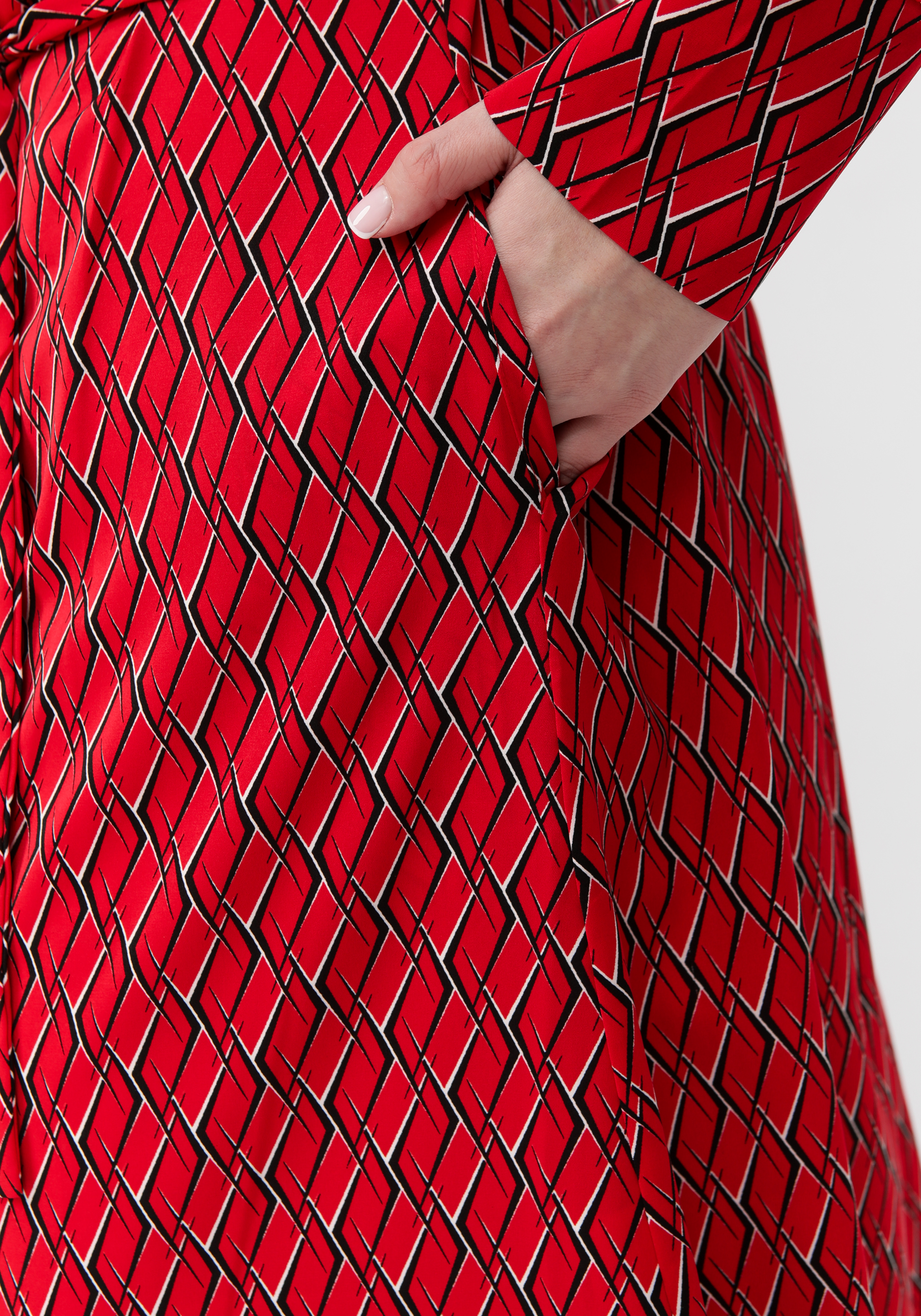 Платье рубашка с отложным воротником VeraVo, цвет красный, размер 52 - фото 6