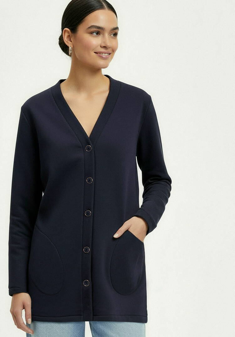 Кардиган на пуговицах утепленный шир.  750, рис. 8