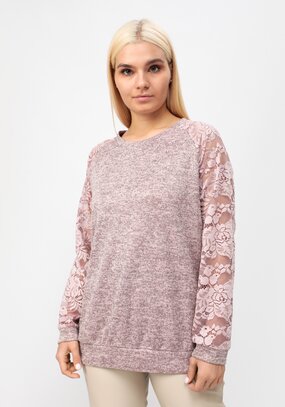 Джемпер с круглым вырезом и ажурными рукавами